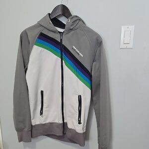 Jack and Jones Gray and White Jacket with Blue and Green Stripes